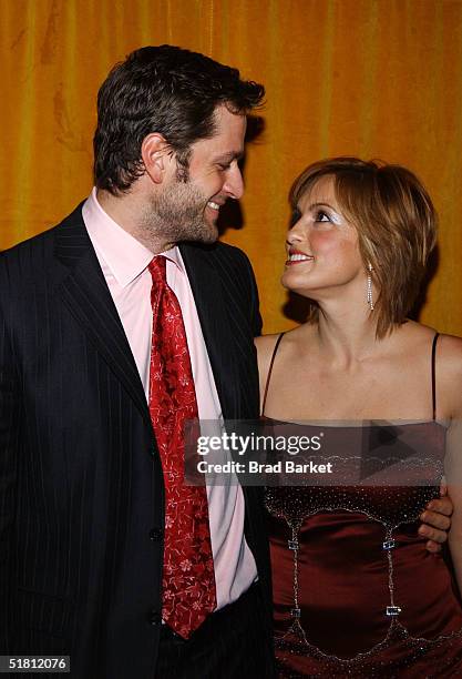 Actress Mariska Hargitay and Peter Hermann arrive at the 100 Women Against Child Abuse Fourth Annual Benefit on December 1, 2004 at Cipriani's in New...