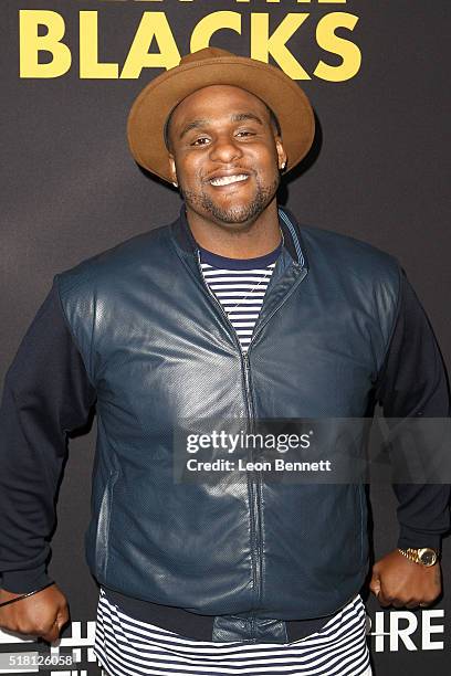 Player Glen Davis attends the Premiere Of Freestyle Releasing's "Meet The Blacks" at ArcLight Hollywood on March 29, 2016 in Hollywood, California.