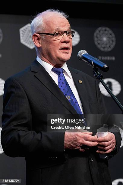 Arbiter Werner Stubenvoll attends the World Chess closing ceremony at at the DI Telegraph on March 29, 2016 in Moscow, Russia.