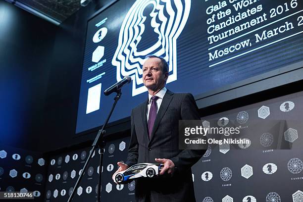 Marketing Director at BMW Hans De Visser attends the World Chess closing ceremony at at the DI Telegraph on March 29, 2016 in Moscow, Russia.