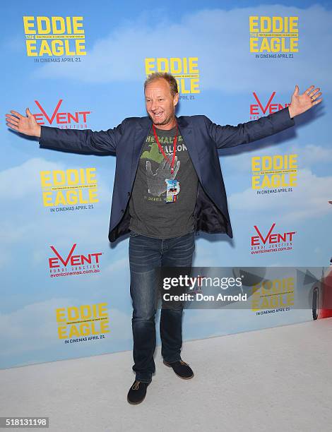 Rob Carlton arrives ahead of the Eddie The Eagle screening at Event Cinemas Bondi Junction on March 30, 2016 in Sydney, Australia.