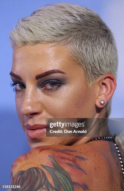 Krystie Steve arrives ahead of the Eddie The Eagle screening at Event Cinemas Bondi Junction on March 30, 2016 in Sydney, Australia.