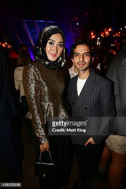 Imran Amed, CEO and Founder of Business of Fashion poses with Dian Pelangi during the Business of Fashion Presents VOICES at Sydney Opera House on...