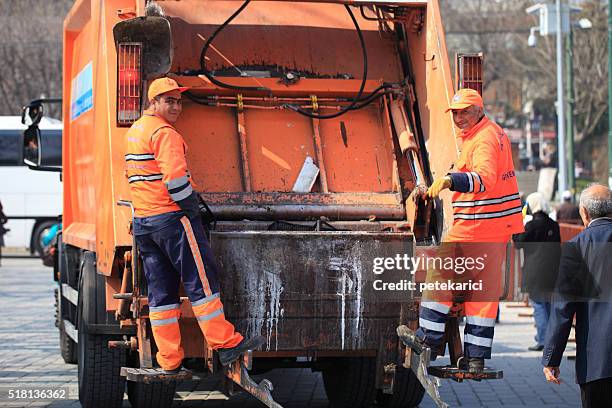 rubbish clearance in istanbul - garbage truck stock pictures, royalty-free photos & images