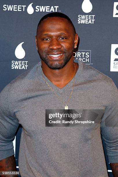 Player Anthony Henry attends the launch of the new performance line for Sports Research at L.A. River Studios on March 29, 2016 in Los Angeles,...