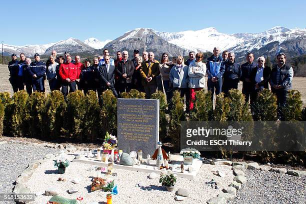 Seyne-les-Alpes, Prads-Haute-BlÃ©one, ALPES, FRANCE one year after the crash of the airbus of the Germanwings by Andreas Lubitz, the mayors of the 3...