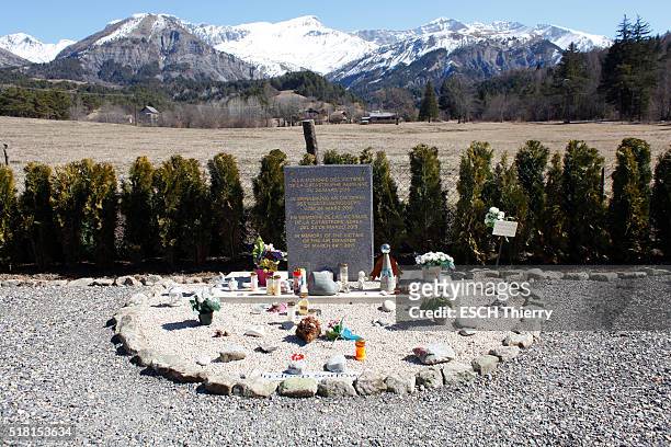 Seyne-les-Alpes, Prads-Haute-BlÃ©one, ALPES, FRANCE one year after the crash of the airbus of the Germanwings by Andreas Lubitz, the moment dedicated...