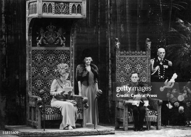 Queen Juliana and Prince Bernhard of the Netherlands during the opening of the States-General in the Knight's hall at The Hague, 21st September 1948.