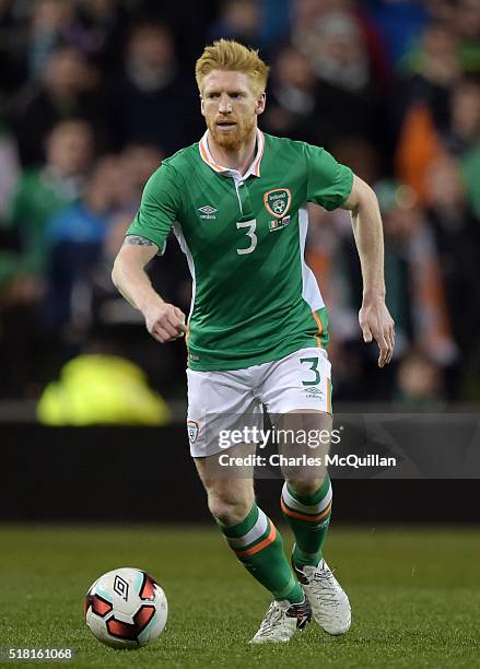 Paul McShane of the Republic of Ireland during the international friendly match between the Republic of Ireland and Slovakia at Aviva Stadium on...