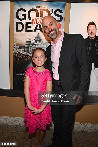 Stephen Schlapman and daughter, Daisy, arrive at the Newsboys/Pureflix Nashville Premiere of "God's Not Dead 2" at Franklin Theatre on March 29, 2016...