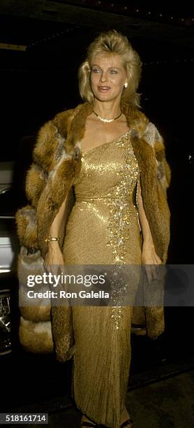 Angel Tompkins attends Eddie Awards on March 15, 1986 at the Beverly Hilton Hotel in Beverly Hills, California.