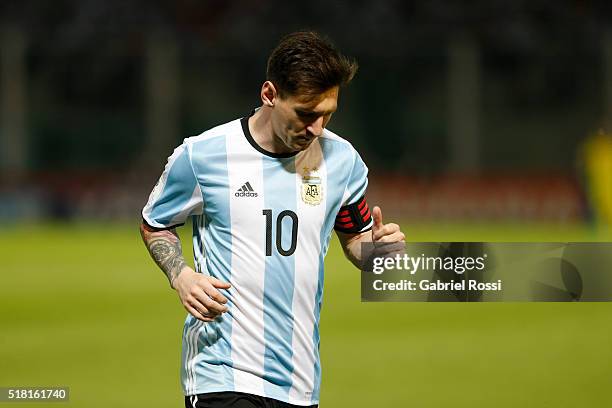 Lionel Messi of Argentina in action during a match between Argentina and Bolivia as part of FIFA 2018 World Cup Qualifiers at Mario Alberto Kempes...