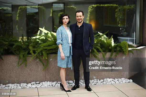 Actress Matilda De Angelis and actor Stefano Accorsi attend the 'Veloce Come Il Vento' photocall at Hotel Visconti on March 30, 2016 in Rome, Italy.