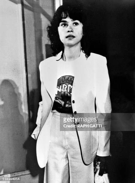 French actress Maria Schneider arrives for the presentation of the film "Profession Reporter" directed by Michelangelo Antonioni, on May 15, 1975...