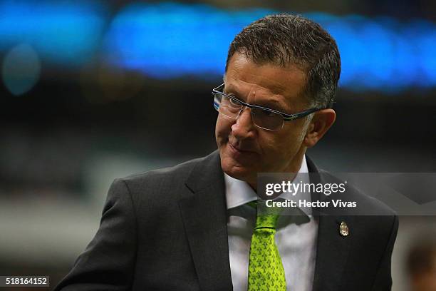 Juan Osorio coach of Mexico loks on during the match between Mexico and Canada as part of the FIFA 2018 World Cup Qualifiers at Azteca Stadium on...