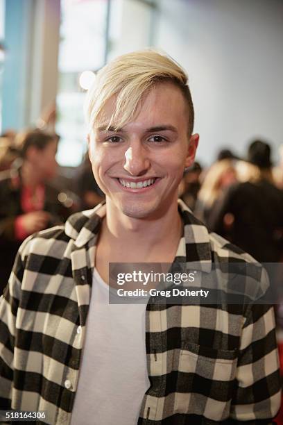 Lucas Cruikshank on the red carpet for the new movie Natural Born Pranksters at Regal LA Live Stadium 14 on March 29, 2016 in Los Angeles, California.