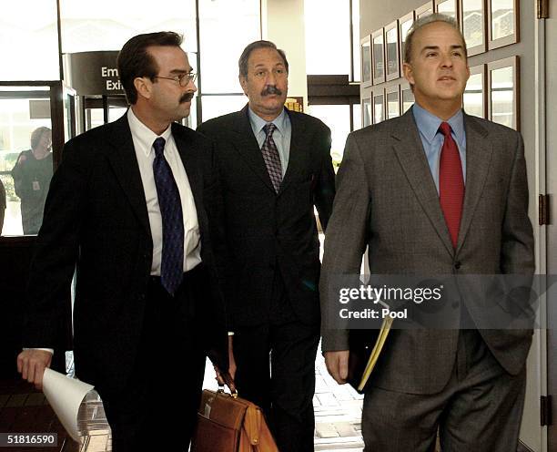 Convicted murderer Scott Peterson's defense team including Mark Geragos and Pat Harris enter the San Mateo County Courthouse for the penalty phase in...