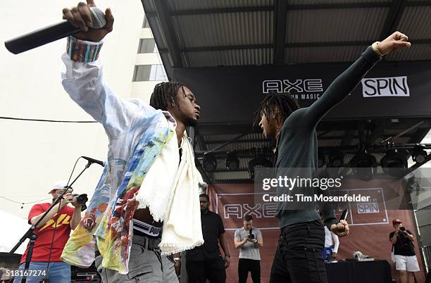 Swae Lee and Slim Jimmy of Rae Sremmurd perform during AXE & SPIN's SXSW showcase at The Belmont on March 17, 2016 in Austin, Texas.