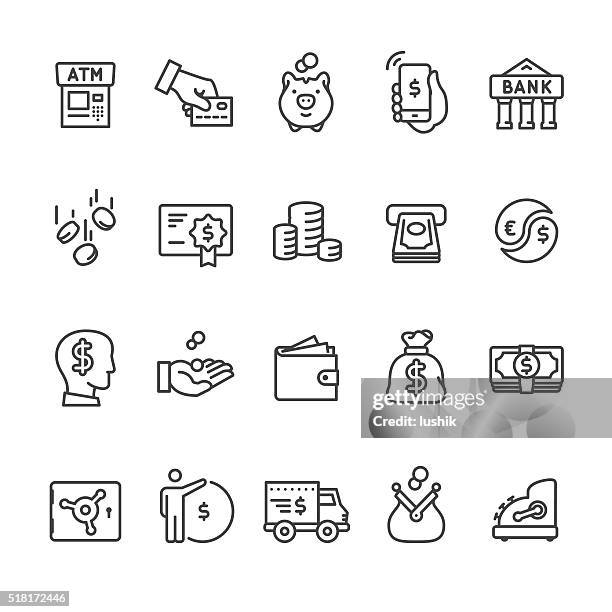 bildbanksillustrationer, clip art samt tecknat material och ikoner med money & payment vector icons - bankomat