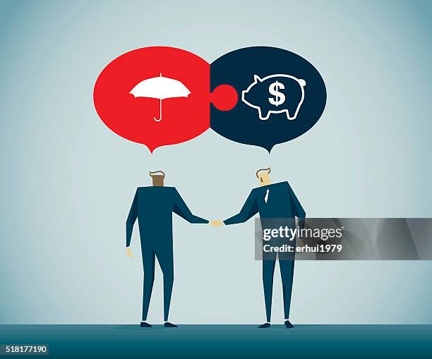 handshake - sharing umbrella stock illustrations