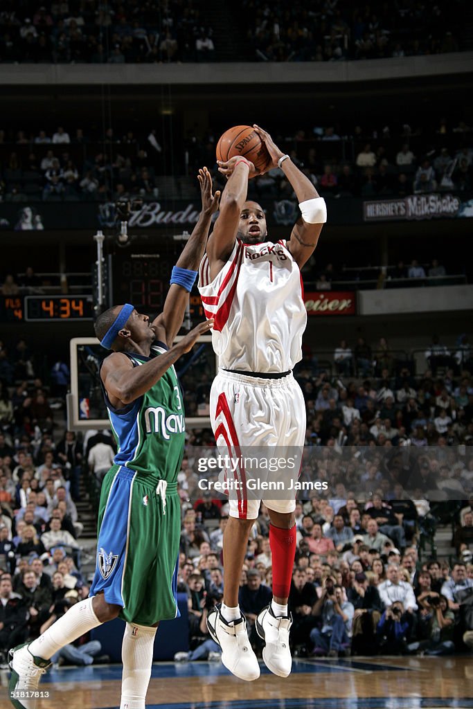 T Mac Rockets Tracy McGrady of the Houston Rockets shoots a jumper against Jason ...