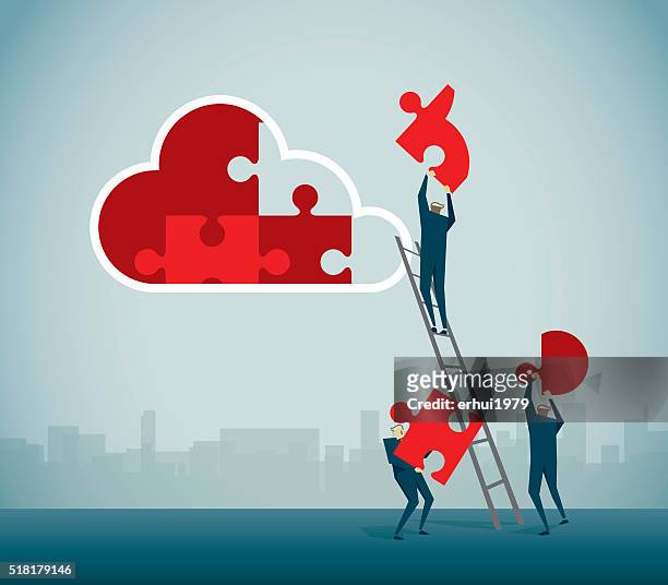 jigsaw - cloud computing stock illustrations