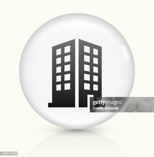 building icon on white round vector button - building corner stock illustrations
