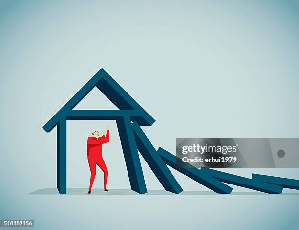 ilustraciones, imágenes clip art, dibujos animados e iconos de stock de tipo domino - problemas de vivienda
