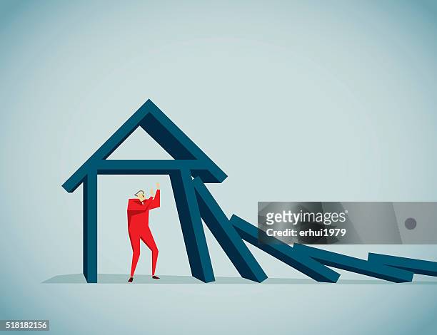 domino - housing difficulties stock illustrations