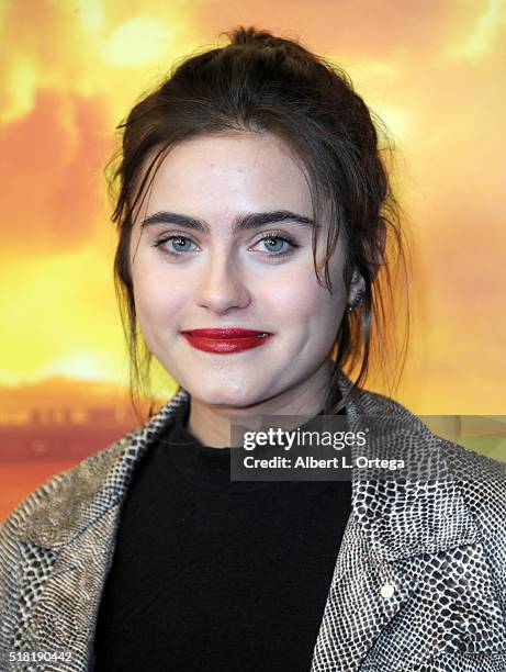 Actress Ally Ioannides arrives for the Premiere Of AMC's "Fear The Walking Dead" Season 2 held at Cinemark Playa Vista on March 29, 2016 in Los...