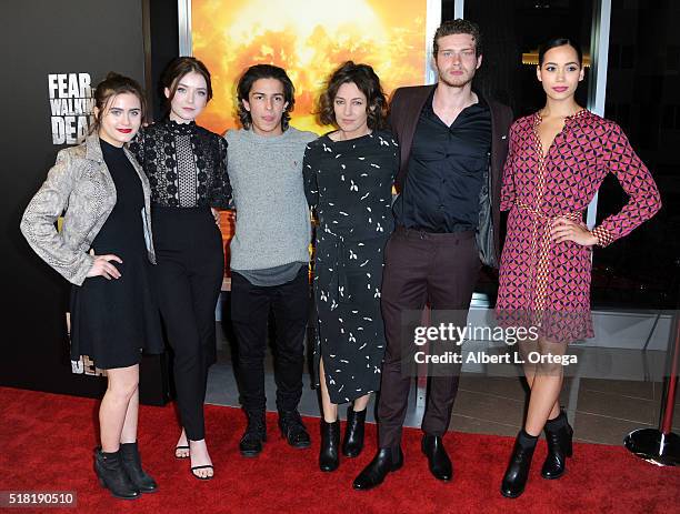 Actors Ally Ioannides, Sarah Bolger, Aramis Knight, Orla Brady, Oliver Stark and Madeleine Mantock arrive for the Premiere Of AMC's "Fear The Walking...