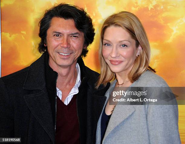 Actor Lou Diamond Phillips and actress Yvonne Boismier Phillips arrive for the Premiere Of AMC's "Fear The Walking Dead" Season 2 held at Cinemark...