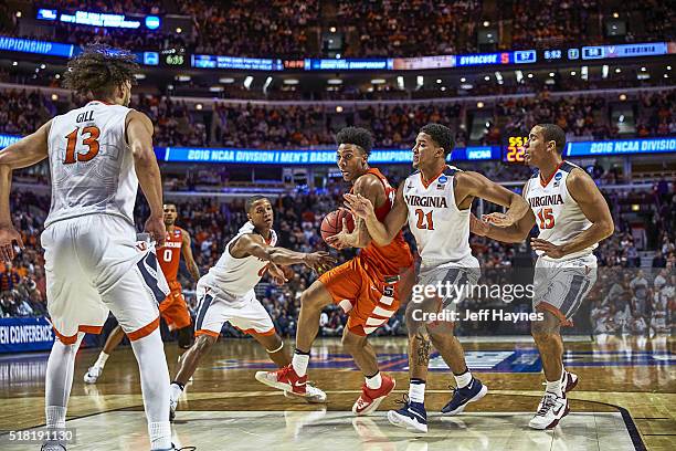 Playoffs: Syracuse Malachi Richardson in action vs Virginia Isaiah Wilkins and Devon Hall at United Center. Chicago, IL 3/27/2016 CREDIT: Jeff Haynes