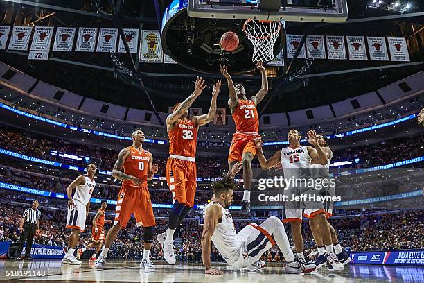 Playoffs: Syracuse Tyler Roberson in action, layup vs Virginia at United Center. Chicago, IL 3/27/2016 CREDIT: Jeff Haynes