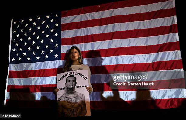 Guest waits for Republican Presidential candidate Senator Ted Cruz at a town hall event called "Women for Cruz" Coalition Rollout with wife Heidi,...