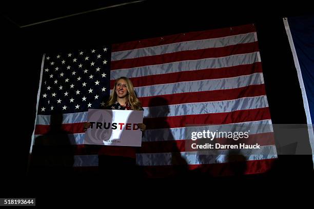 Guest waits for Republican Presidential candidate Senator Ted Cruz at a town hall event called "Women for Cruz" Coalition Rollout with wife Heidi,...