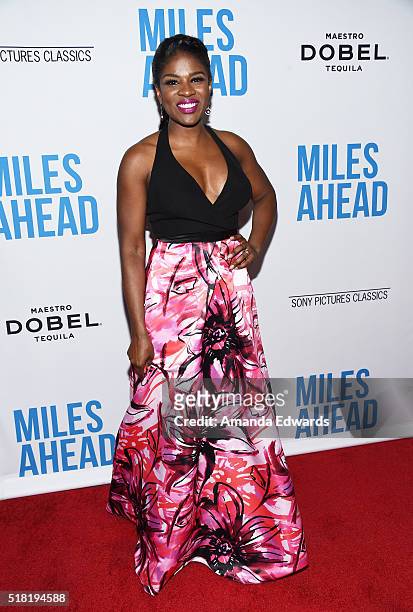 Actress Edwina Findley arrives at the premiere of Sony Pictures Classics' "Miles Ahead" at the Writers Guild Theater on March 29, 2016 in Beverly...