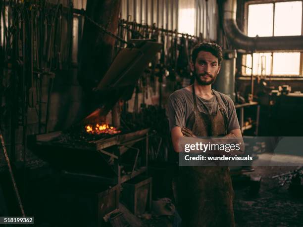 blacksmith portrait - smedja bildbanksfoton och bilder