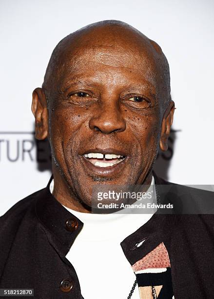 Actor Louis Gossett Jr. Arrives at the premiere of Sony Pictures Classics' "Miles Ahead" at the Writers Guild Theater on March 29, 2016 in Beverly...