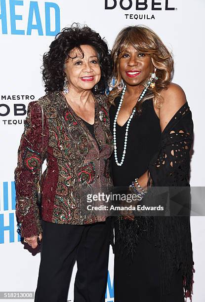 Frances Davis and Cheryl Davis arrive at the premiere of Sony Pictures Classics' "Miles Ahead" at the Writers Guild Theater on March 29, 2016 in...