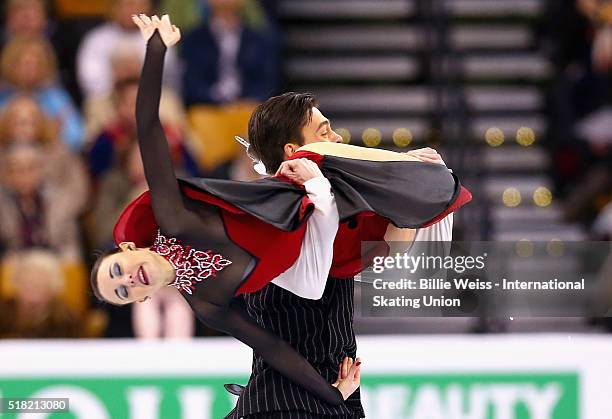 Federica Testa and Lukas Csolley of Slovakia compete during Day 3 of the ISU World Figure Skating Championships 2016 at TD Garden on March 30, 2016...