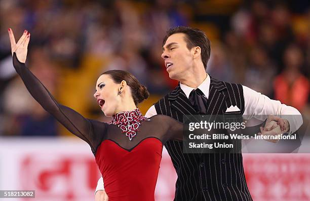 Federica Testa and Lukas Csolley of Slovakia compete during Day 3 of the ISU World Figure Skating Championships 2016 at TD Garden on March 30, 2016...