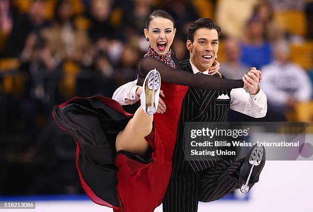 Federica Testa and Lukas Csolley of Slovakia compete during Day 3 of the ISU World Figure Skating Championships 2016 at TD Garden on March 30, 2016...