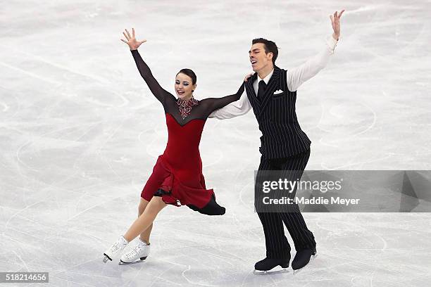 Federica Testa and Lukas Csolley of Slovakia skate in the Ice Dance Short program during day 3 of the ISU World Figure Skating Championships 2016 at...