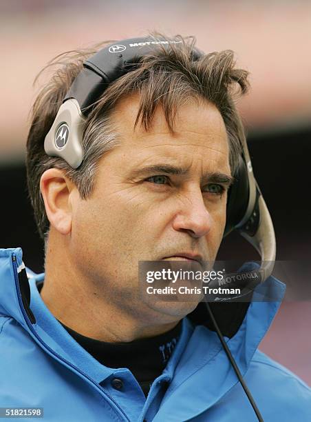 Head coach Steve Mariucci of the Detroit Lions watches the game against the New York Giants at Giants Stadium on October 24, 2004 in East Rutherford,...