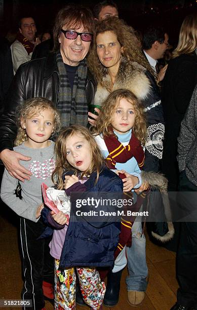 Musician Bill Wyman and Suzanne Wyman with their daughters attend the DVD Launch party for "Harry Potter And The Prisoner Of Azkaban" at the Honorary...