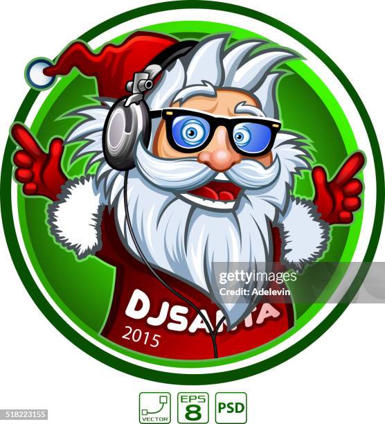 dj santa 2015 - christmas cool attitude stock illustrations