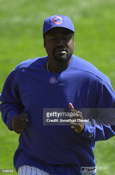 Antonio Alfonseca of the Chicago Cubs during the game against the San Francisco Giants at Wrigley Field in Chicago, Illinois on April 25, 2002. The...