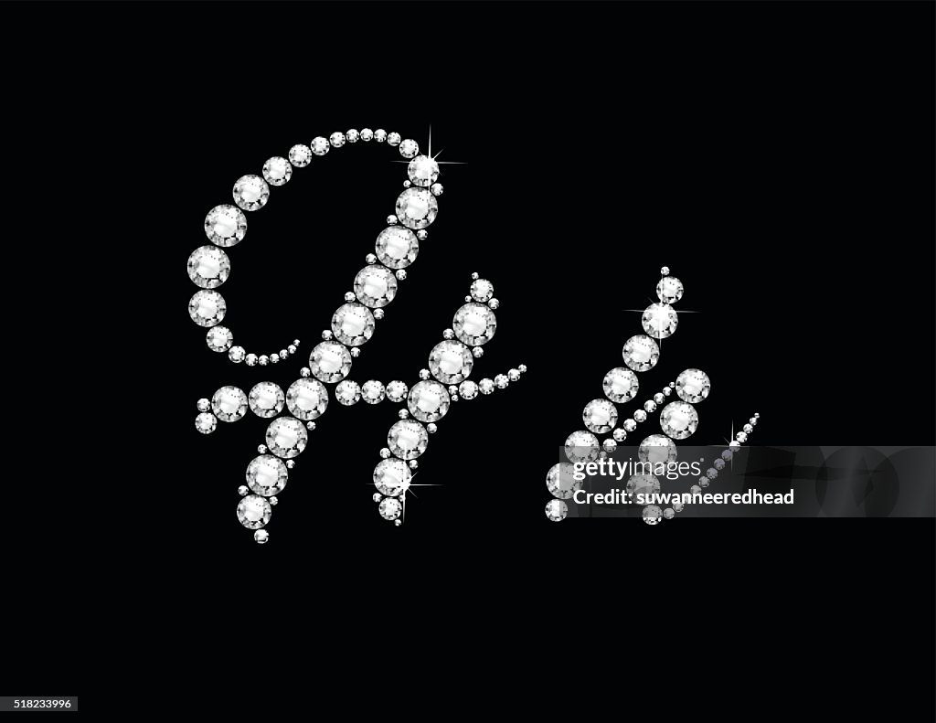 Hh Diamond Script Jeweled Font High-Res Vector Graphic - Getty Images