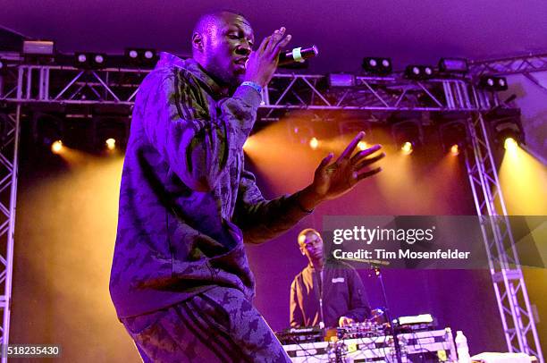 Stormzy performs during the BBC Showcase at Stubbs Bar-B-Que on March 17, 2016 in Austin, Texas.